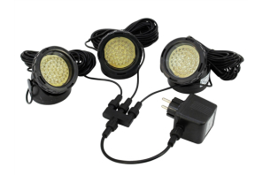 LED 3er-Set Teich- | Springbrunnenleuchten IP68 - je 40x 5mm LEDs GELB