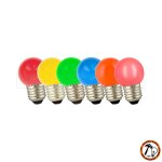 E27 - 6er Mix bunte City LED Tropfen Lampe (G45) 1W