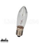 E10 - 34V / 3W geriffelte Spitzkerze / Topkerze 13x44mm