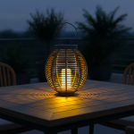 Große Solar Laterne in Rattan-Optik mit LED Kerze...