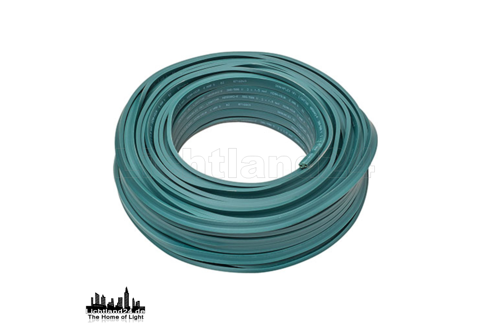 100m Illu Kabel Flachleitung als Ring grün H05RNH2-F 2x1,5 (IP44)
