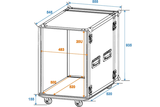 ROADINGER Rack Profi 20HE 45cm mit Rollen