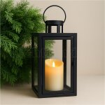 Deko Vintage Laterne H. 27,5 cm mit gr. LED Kerze Timer...