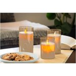 3er-Set LED-Echtwachs-Kerzen im Glas, gold-transparent...