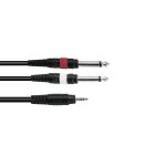OMNITRONIC Adapterkabel 3,5 Klinke/2xKlinke 3m sw