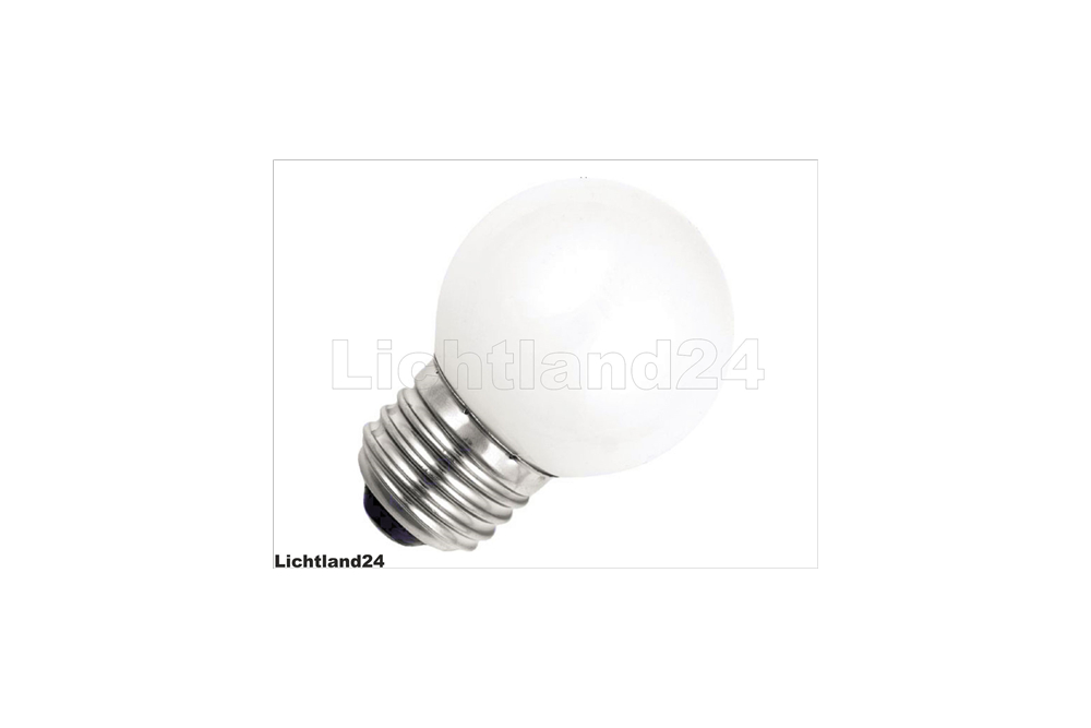 E27 - 1,5 Watt LED Color Ball - bunte Tropfenlampe - WEISS (verglb. 15W)