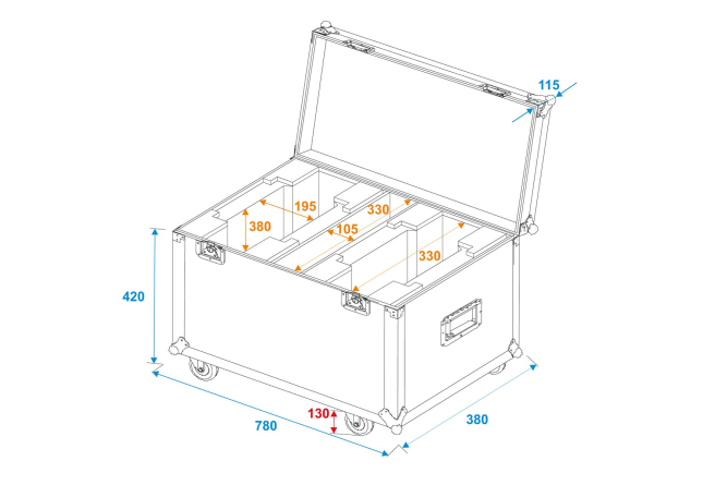 ROADINGER Flightcase 2x DMH-75.i/DMH-80/TMH XB-130