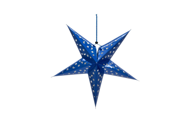 EUROPALMS Stern Laterne, Papier, blau, 50 cm