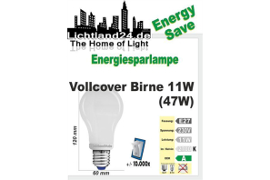 E27 - Vollcover Energiesparlampe Birne - 11 Watt