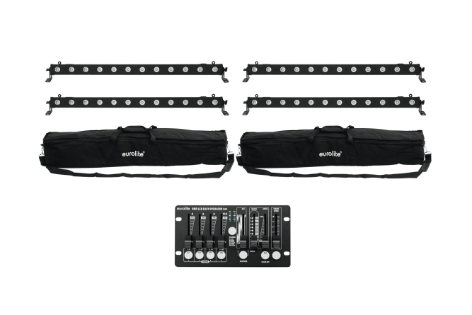 EUROLITE Set 4x LED BAR-12 QCL RGBW + 2x Soft-Bags +...