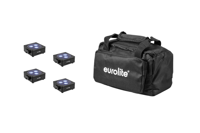 EUROLITE Set 4x AKKU Flat Light 3 sw + Soft-Bag