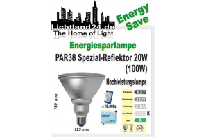 E27 - Hochleistungs-Reflektor PAR38 KÄLTEFEST - Energiesparlampe - 20 Watt HQ