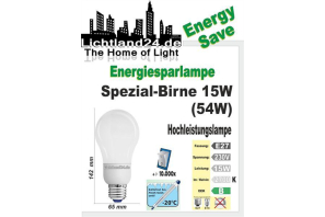 E27 - Hochleistungs-Birne KÄLTEFEST - Energiesparlampe - 15 Watt HQ