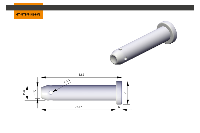 MTB Stahlstift Abgang d=16mm (82,9mm)inkl.R-Clip