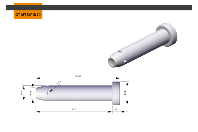 MTB Stahlstift Base d=20mm (107,3mm) inkl.R-Clip
