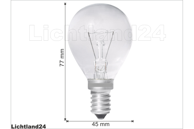 E14 - 40W - Backofenlampe - klar - Tropfenform 77x45mm