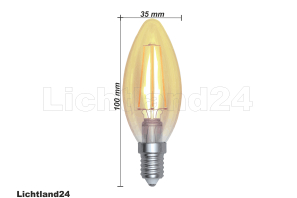 LED Filament Kerze C35 Retro Vintage E14 4W 2200K extra warmweiß (Retro/Gold)