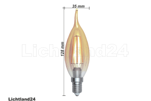 LED Filament Windstoß Kerze Flame C35 Retro Vintage E14 4W 2200K extra warmweiß (Retro/Gold)
