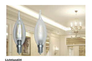 LED Filament C35 Windstoß Kerze Flame OPAL E14 2W 3000K warmweiß (satiniert/mattiert)
