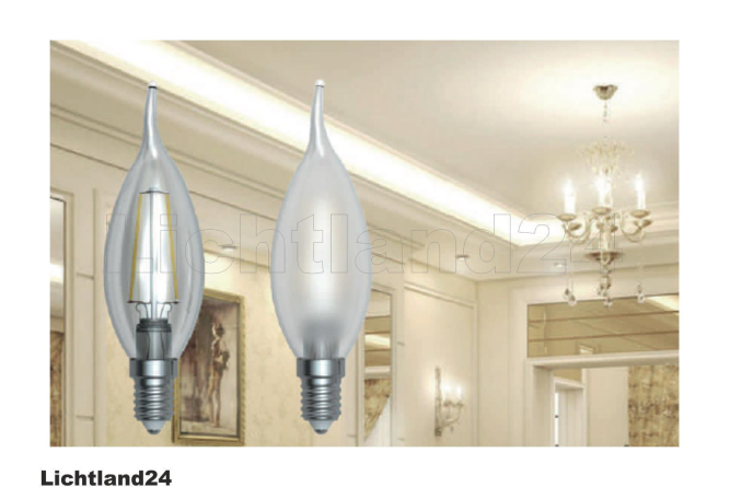 LED Filament C35 Windstoß Kerze Flame OPAL E14 4W 3000K warmweiß (satiniert/mattiert)