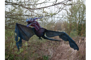 EUROPALMS Halloween Flying Dragon, animiert, blau, 120cm