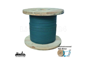 500m Illu Kabel Flachleitung als Werkstrommel grün H05RNH2-F 2x1,5 (IP44)