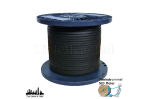 500m Illu Kabel Flachleitung als Werkstrommel schwarz H05RNH2-F 2x1,5 (IP44)