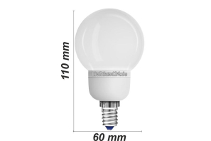 E14 - Elektronisch dimmbare Energiesparlampe Mini-Globe 9 Watt