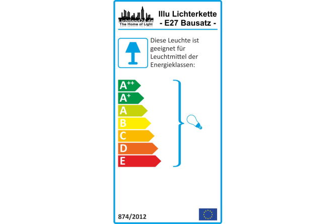 E27 weiße 55 Meter Profi Illu Bausatz Lichterkette inkl. 60 schwarze Fassungen