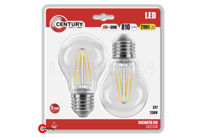 E27 LED Filament Birnen - INCANTO - A67 - 8W (= 75W) 2700K - 2er Blister