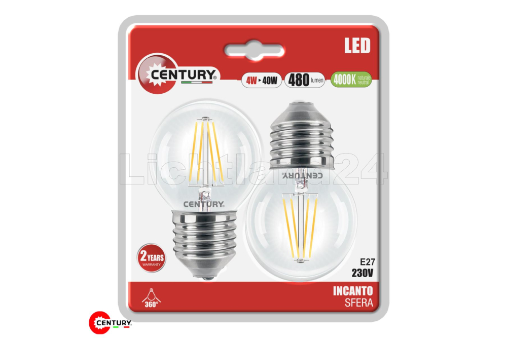 E27 LED Filament Tropfen - INCANTO - G45 - 4W (= 40W) 4000K - 2er Blister