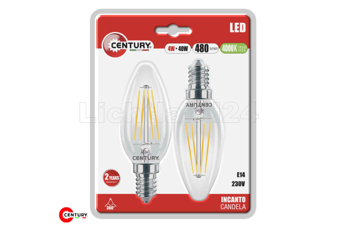 E14 LED Filament Kerzen - INCANTO - C35 - 4W (= 40W)...