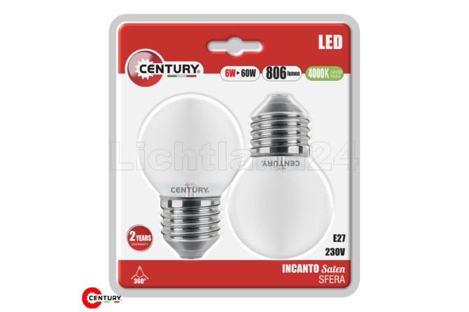 E27 LED Filament Tropfen matt - INCANTO - G45 - 6W (=...