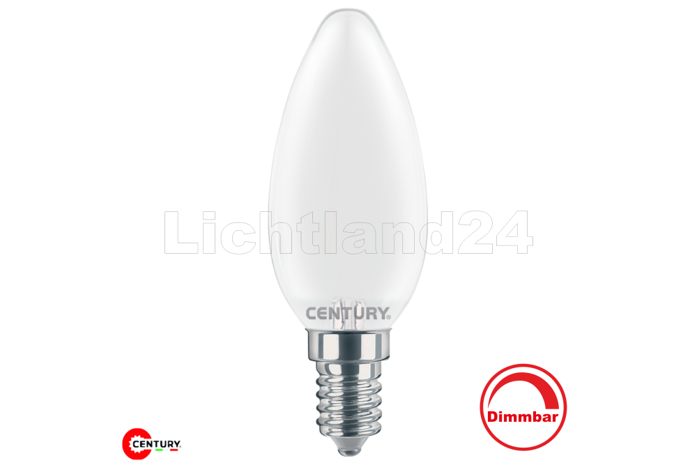 Dimmbare E14 LED Filament Kerze matt - INCANTO - C35 - 4W (= 40W) 4000K