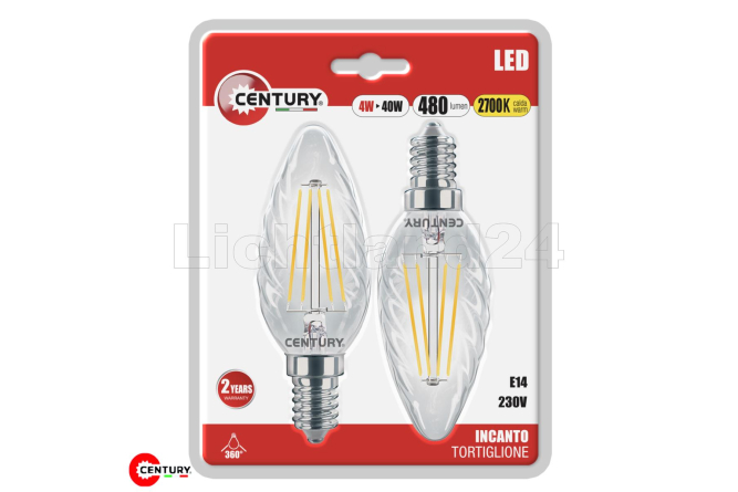 E14 LED Filament Kerze gedreht - INCANTO - 4W (= 40W)...