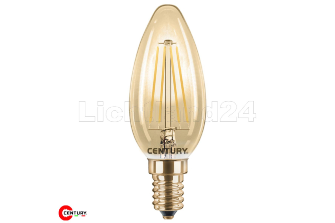 EPOCA - E14 - LED Fil. Kerze C35 Gold - 4W (= 30W)  -...