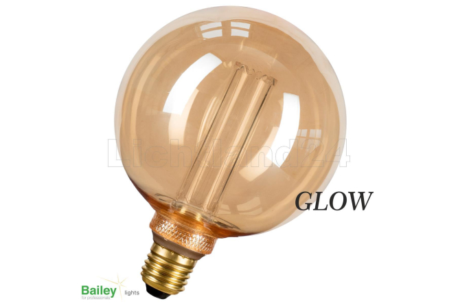 GLOW - E27 - LED Lampe "RUSTIKA" Edison Big Globe G125 - 4W - 1800K GOLD Retro / Vintage