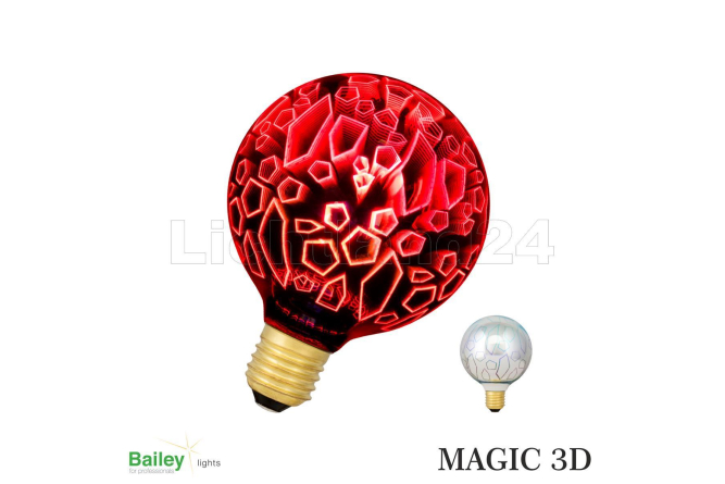 MAGIC 3D - E27 - LED Lampe "Shards" Rot G95 -...