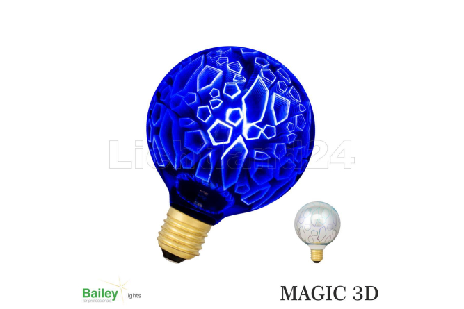 MAGIC 3D - E27 - LED Lampe "Shards" Blau G95 -...