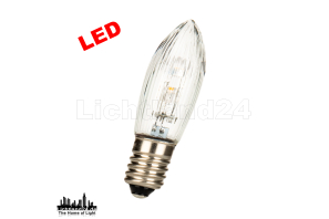 E10 - 10-55 V / 0,2W geriffelte LED Spitzkerze / Topkerze 13,5x45mm