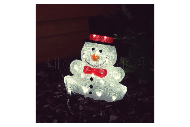 Dekorativer LED Schneemann mit 30 LEDs H: 31cm für...