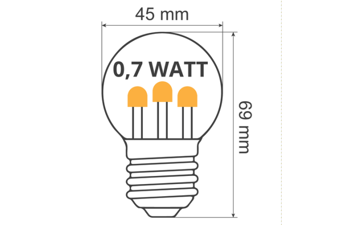 E27 City LED - 0,7 Watt G45 Tropfenlampe DIP extra...