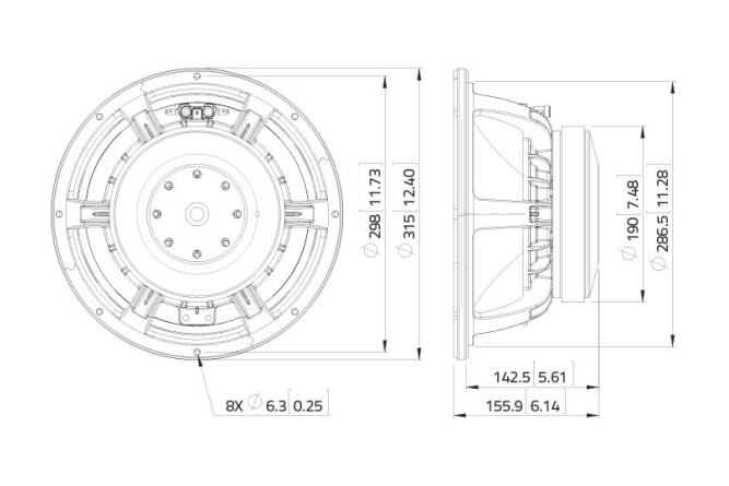 LAVOCE WAF123.01 12 Zoll  Woofer, Ferrit, Alukorb