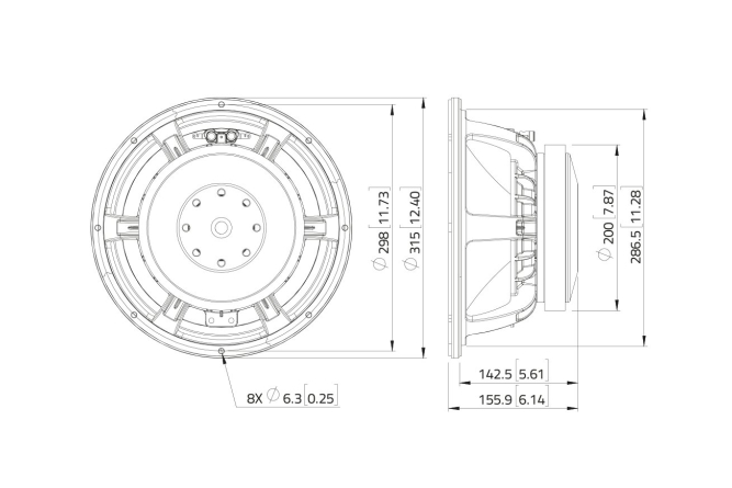 LAVOCE WAF123.02 12 Zoll  Woofer, Ferrit, Alukorb