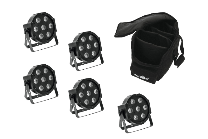 EUROLITE Set 5x LED SLS-7 HCL Spot + Soft-Bag