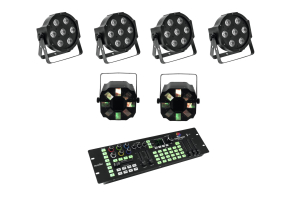 EUROLITE Set 4x LED SLS-7 HCL Floor + 2x LED FE-700 + DMX LED Color Chief Controller