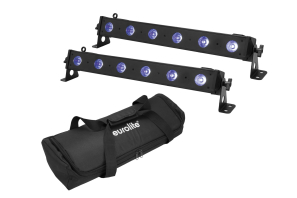 EUROLITE Set 2x LED BAR-6 QCL RGB+UV Leiste + Soft-Bag