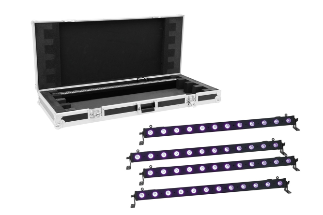 EUROLITE Set 4x LED BAR-12 UV Leiste + Case