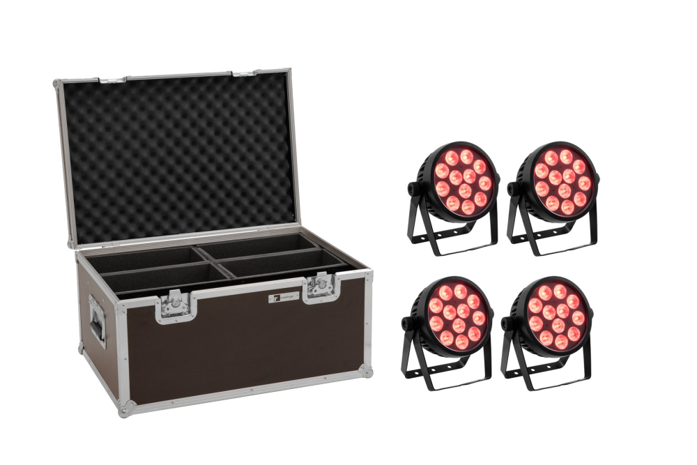 EUROLITE Set 4x LED 7C-12 Silent Slim Spot + Case