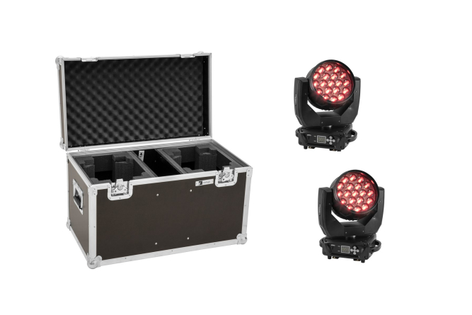 EUROLITE Set 2x LED TMH-X4 Moving-Head Wash Zoom + EU Case